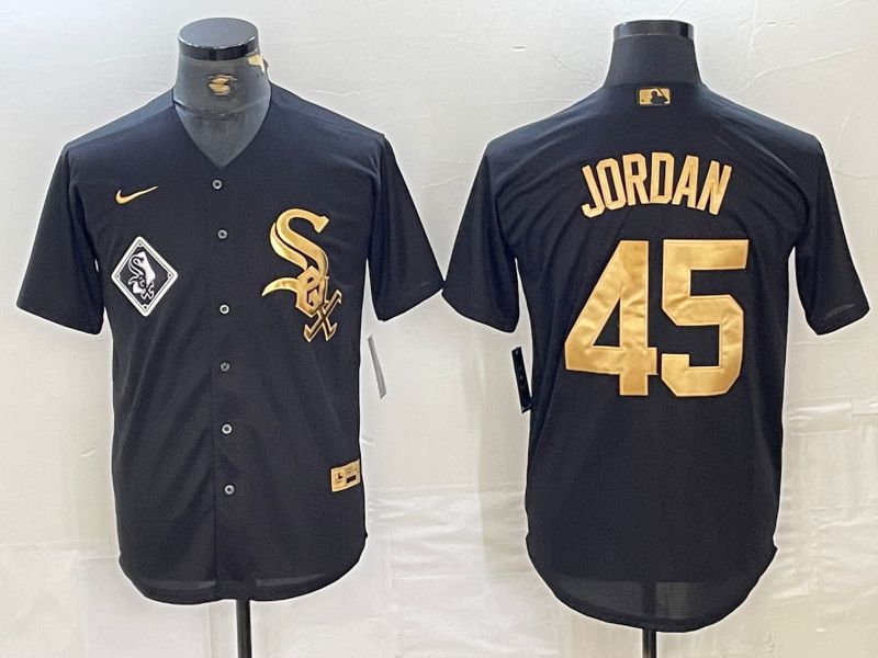 Men Chicago White Sox 45 Jordan Black gold #4 th generation Nike 2024 MLB Jersey style 2->chicago white sox->MLB Jersey